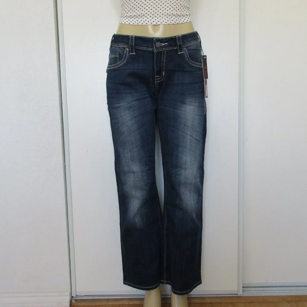 New ROCK & ROLL Cowgirl Jeans Size 32 x 30 Low Rise Boot Cut Denim - Picture 2 of 13